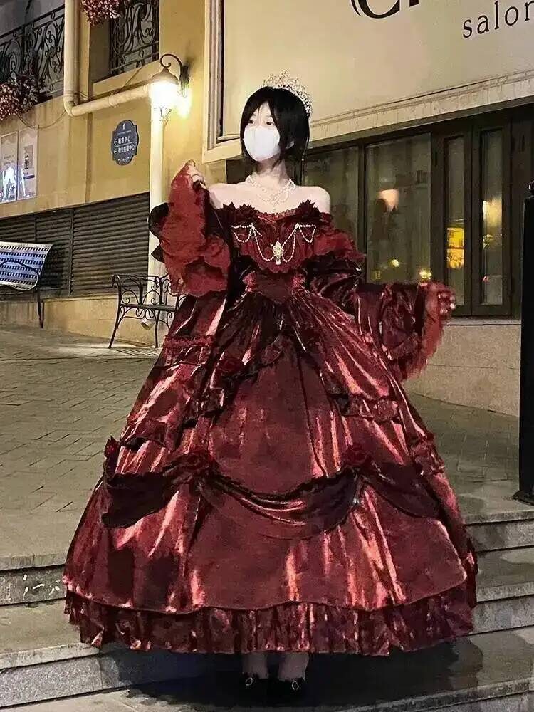 Women'S Elegant Formal Wear - Güzellik Prenses Elbise Kırmızı Lolita Etek