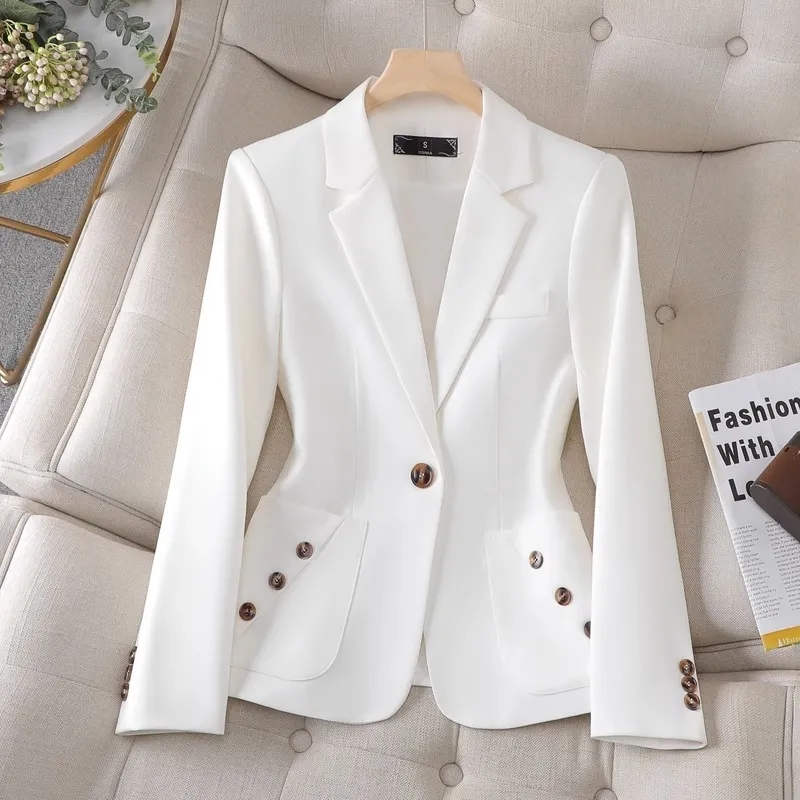 Women Formal Wear Black And White - İlkbahar sonbahar kadın Blazer mavi siyah