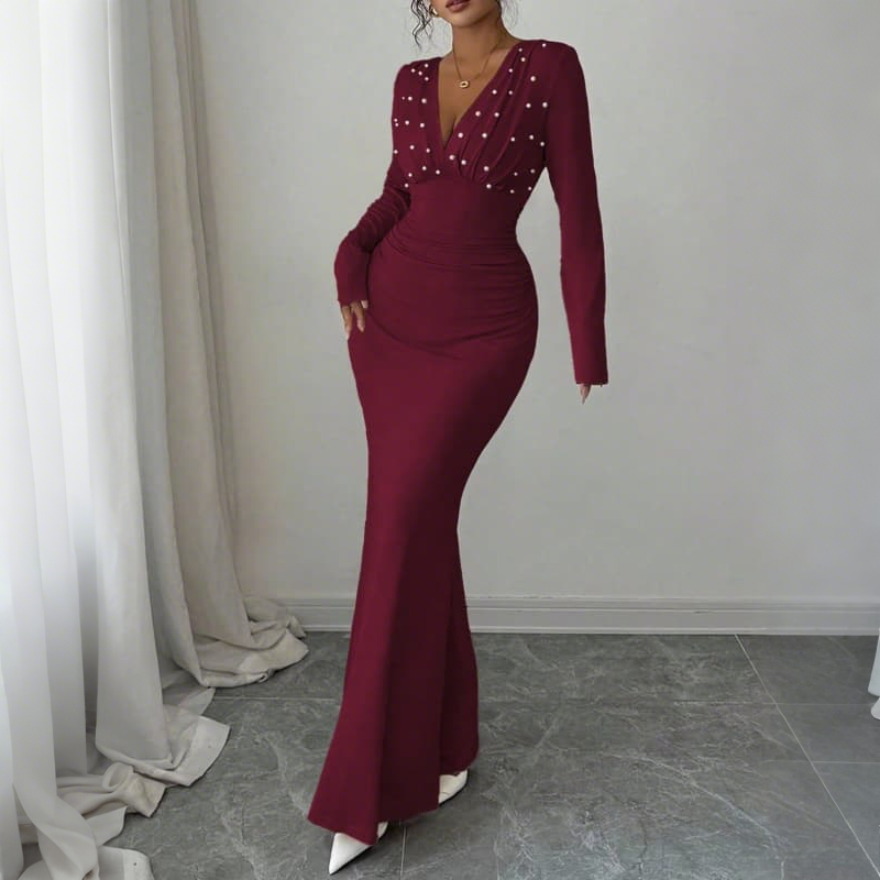 Women'S Red Formal Wear - Krismile Kadın 2026 Zarif Abiye Derin