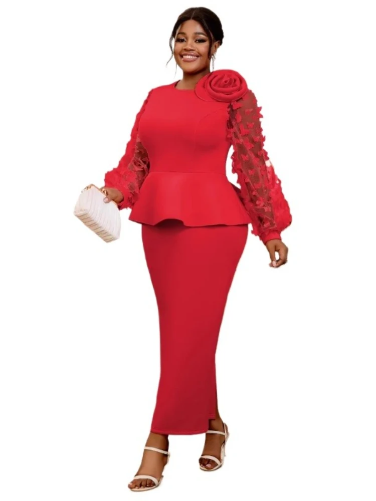 Women'S Red Formal Wear - 2025 Büyük Beden Afrika Elbiseleri Kadınlar