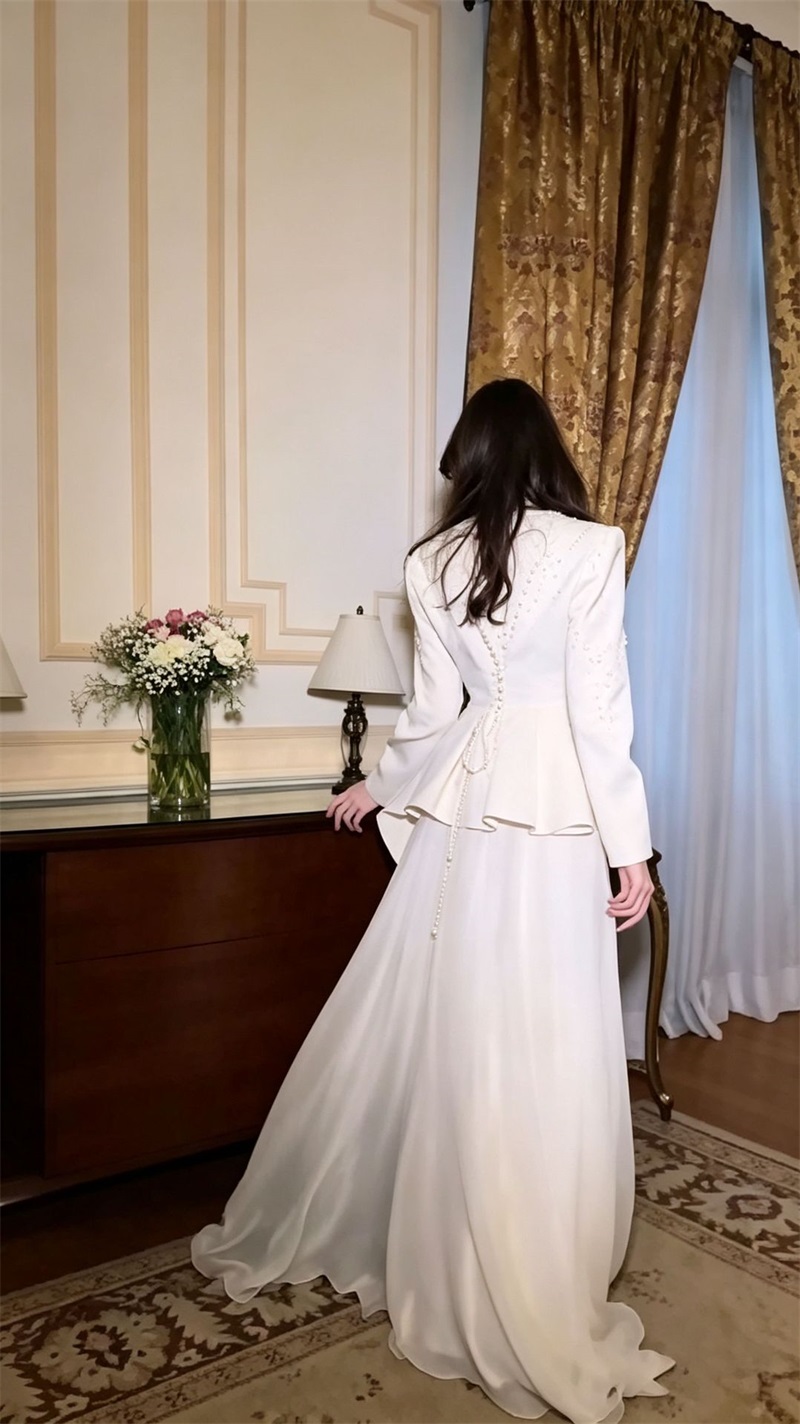 Şık İnci Detaylı Bej Renk Abiy - Women Formal Party Wear Dress incelemesi ve fiyatı