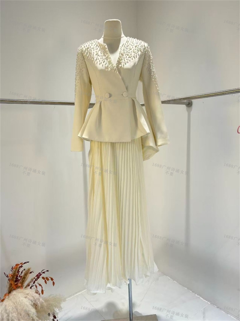 Şık İnci Detaylı Bej Renk Abiy - Women Formal Party Wear Dress incelemesi ve fiyatı