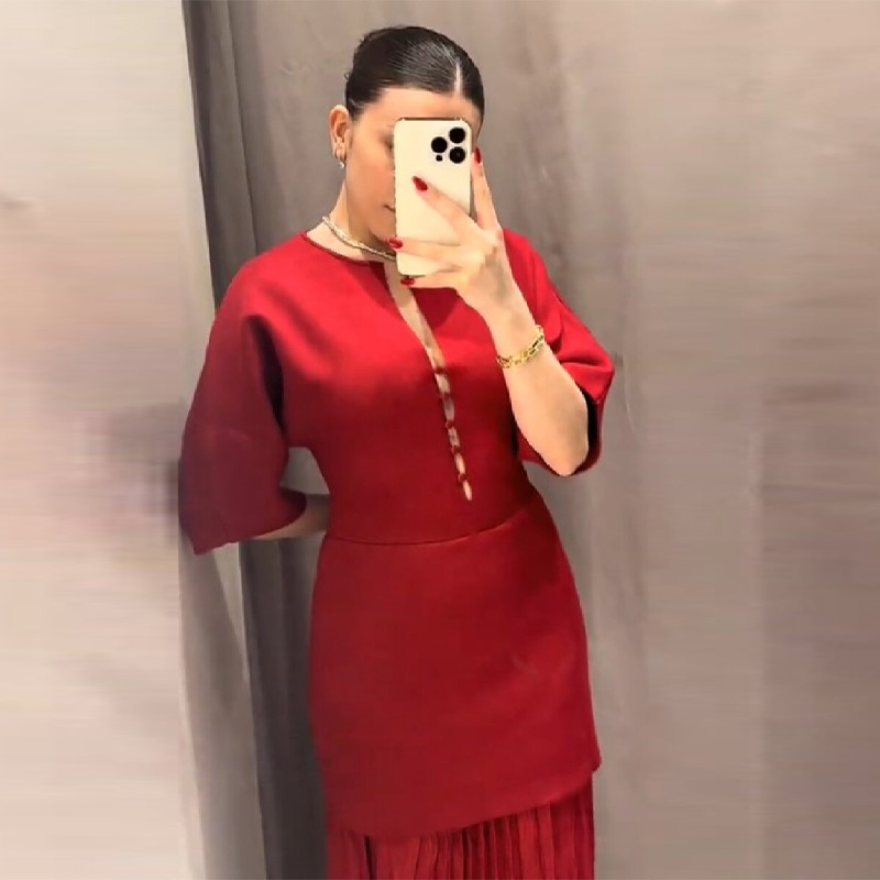 Kadın Zarif Bordo Pileli Maxi  - Women Formal Party Wear Dress incelemesi ve fiyatı