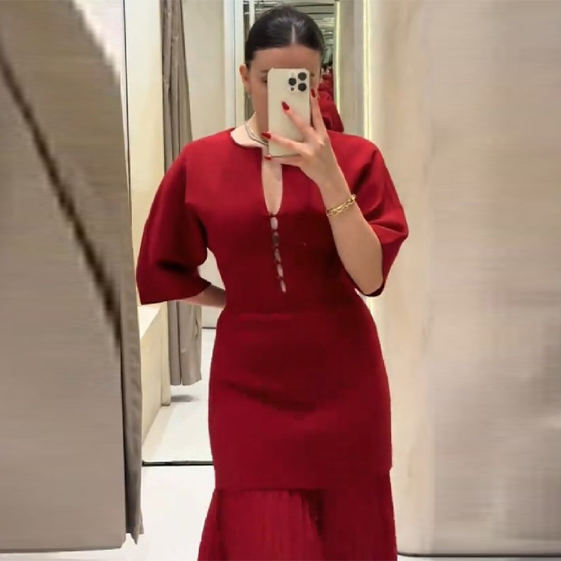 Kadın Zarif Bordo Pileli Maxi  - Women Formal Party Wear Dress incelemesi ve fiyatı