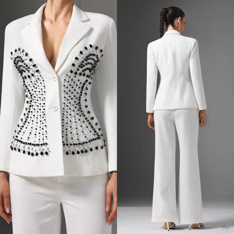 Beyaz Kadın Blazer Elbise Özel - Women Formal Wear Black And White incelemesi ve fiyatı